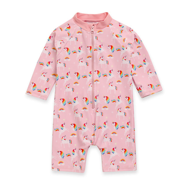 Pink Unicorn Baby 3/4 Sleeve Swimsuit - Go PJ Party