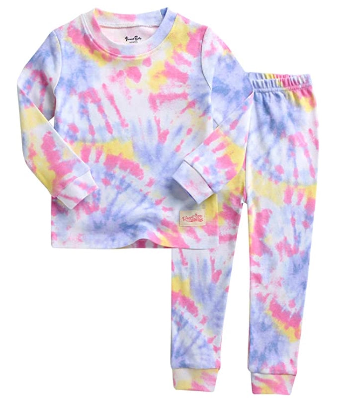 Tie Dye Blue Pink Yellow Long Sleeve Pajama