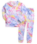 Tie Dye Blue Pink Yellow Long Sleeve Pajama