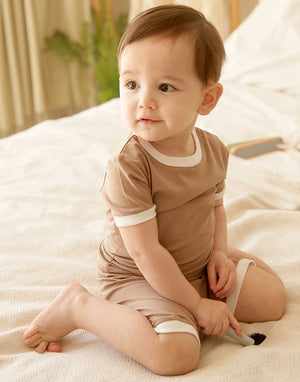 Brown Macaron Short Sleeve Pajamas