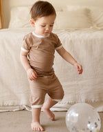 Brown Macaron Short Sleeve Pajamas