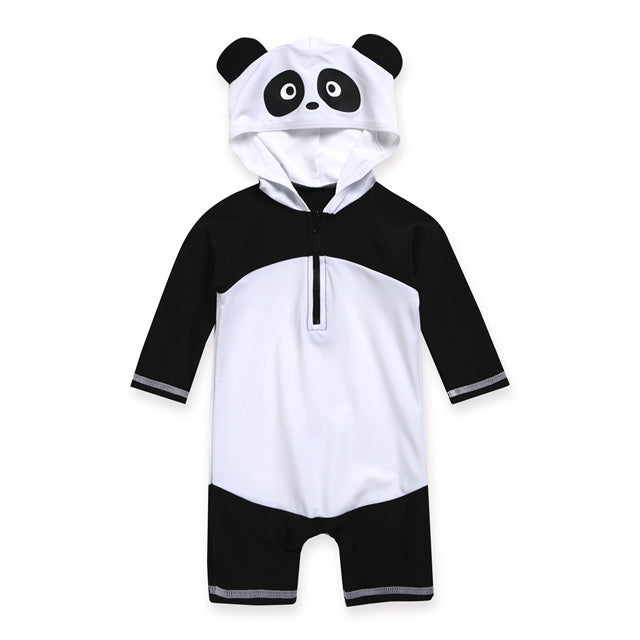 Baby Panda Hoodie Baby 3/4 Sleeve Swimsuit - Go PJ Party