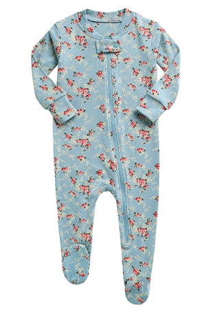 Flower Mint Baby Footed Sleepers