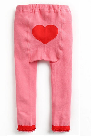 Little Hearts Girls Leggings, Colorful Hearts Leggings for