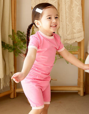 Hot Pink Macaron Short Sleeve Pajamas