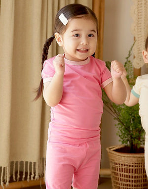 Hot Pink Macaron Short Sleeve Pajamas