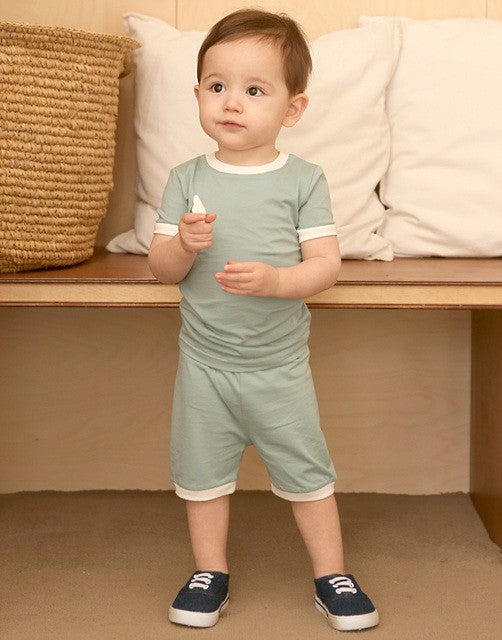 Mint Macaron Short Sleeve Pajamas