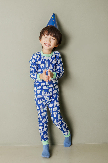 Blue Polar Bear Long Sleeve Pajama - Go PJ Party