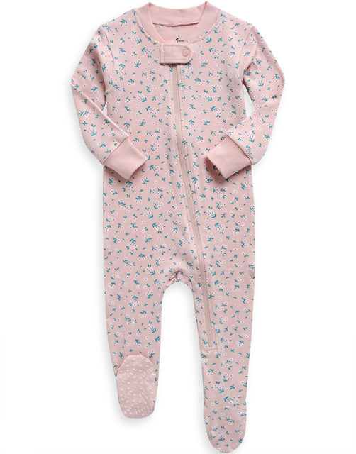 Pink Bouquet Baby Footed Sleepers