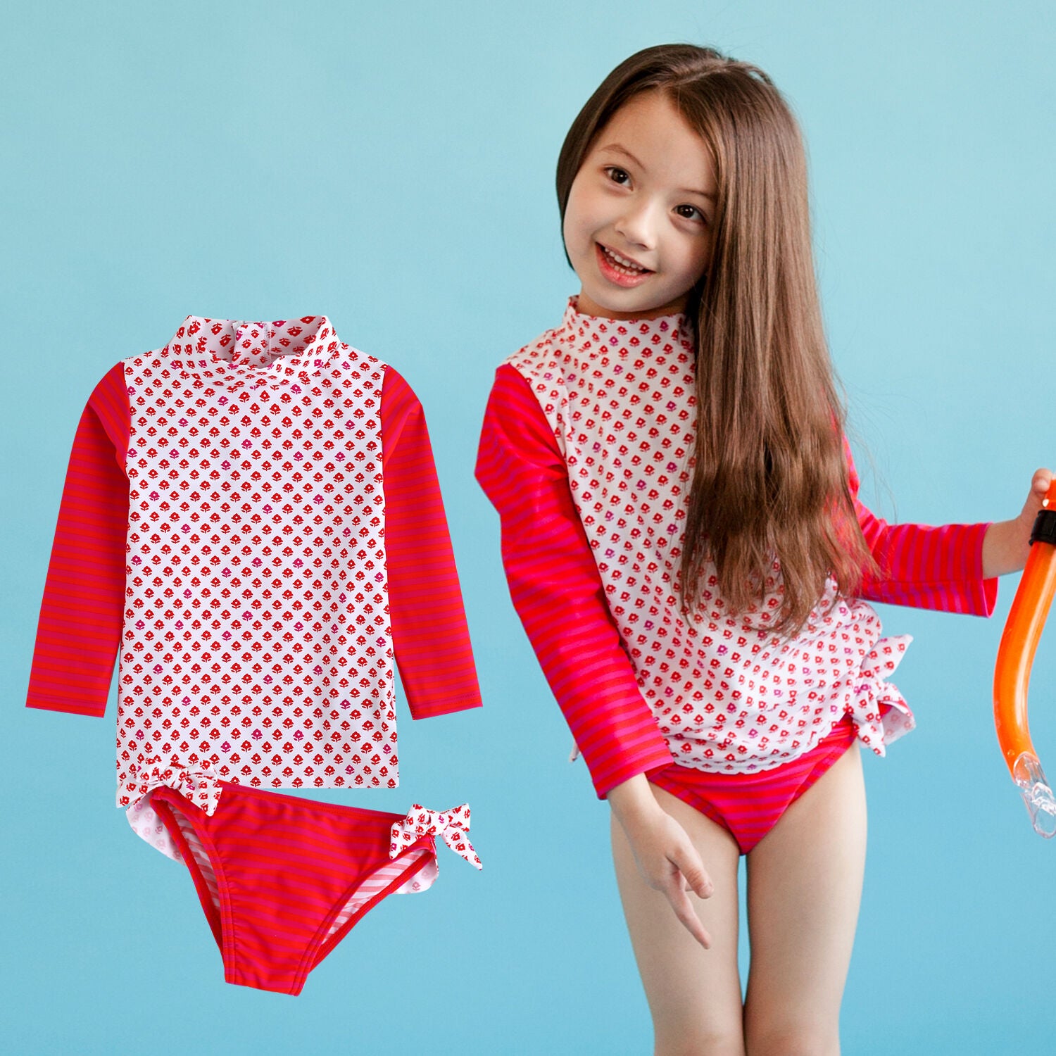 Hula Hula Red Rashguard Swimsuit - Go PJ Party