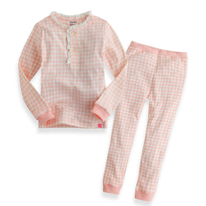 Lacy Check Pink Long Sleeve Pajama - Go PJ Party