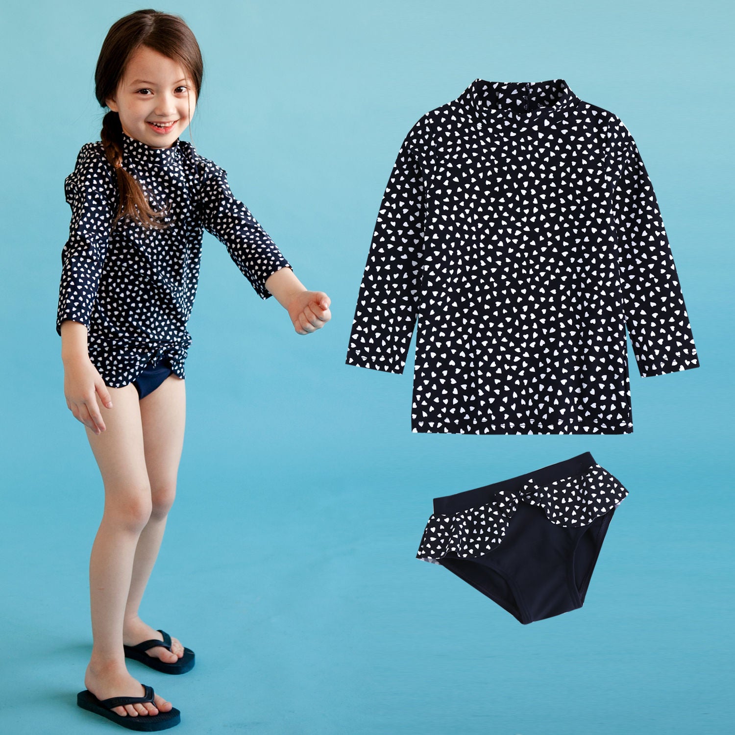 Mini Heart Rashguard Swimsuit - Go PJ Party