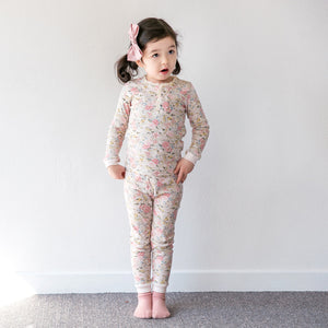 Flower Beige Long Sleeve Pajama - Go PJ Party