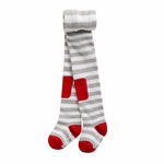Grey Striped Red Patch Tights - Go PJ Party