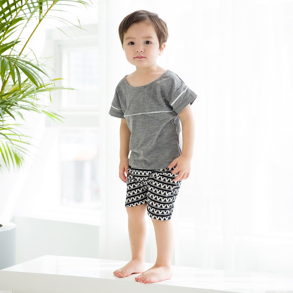 Pigment Grey and Black Short Sleeve Tee & Shorts Set - Go PJ Party