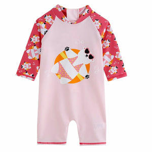 Tanning Bear Pink Baby 3/4 Sleeve Swimsuit - Go PJ Party