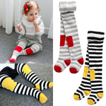 Grey Striped Red Patch Tights - Go PJ Party