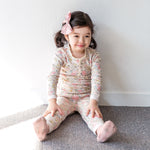 Flower Beige Long Sleeve Pajama - Go PJ Party