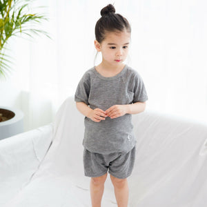 Monchenu Grey Short Sleeve Tee & Shorts Set - Go PJ Party