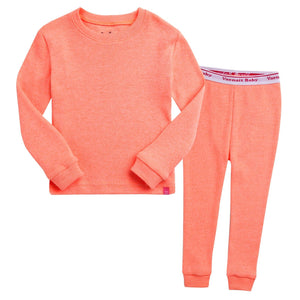 Rib Neon Orange Long Sleeve Pajama - Go PJ Party