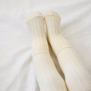 RunRun Ivory Ribbed Socks - Go PJ Party