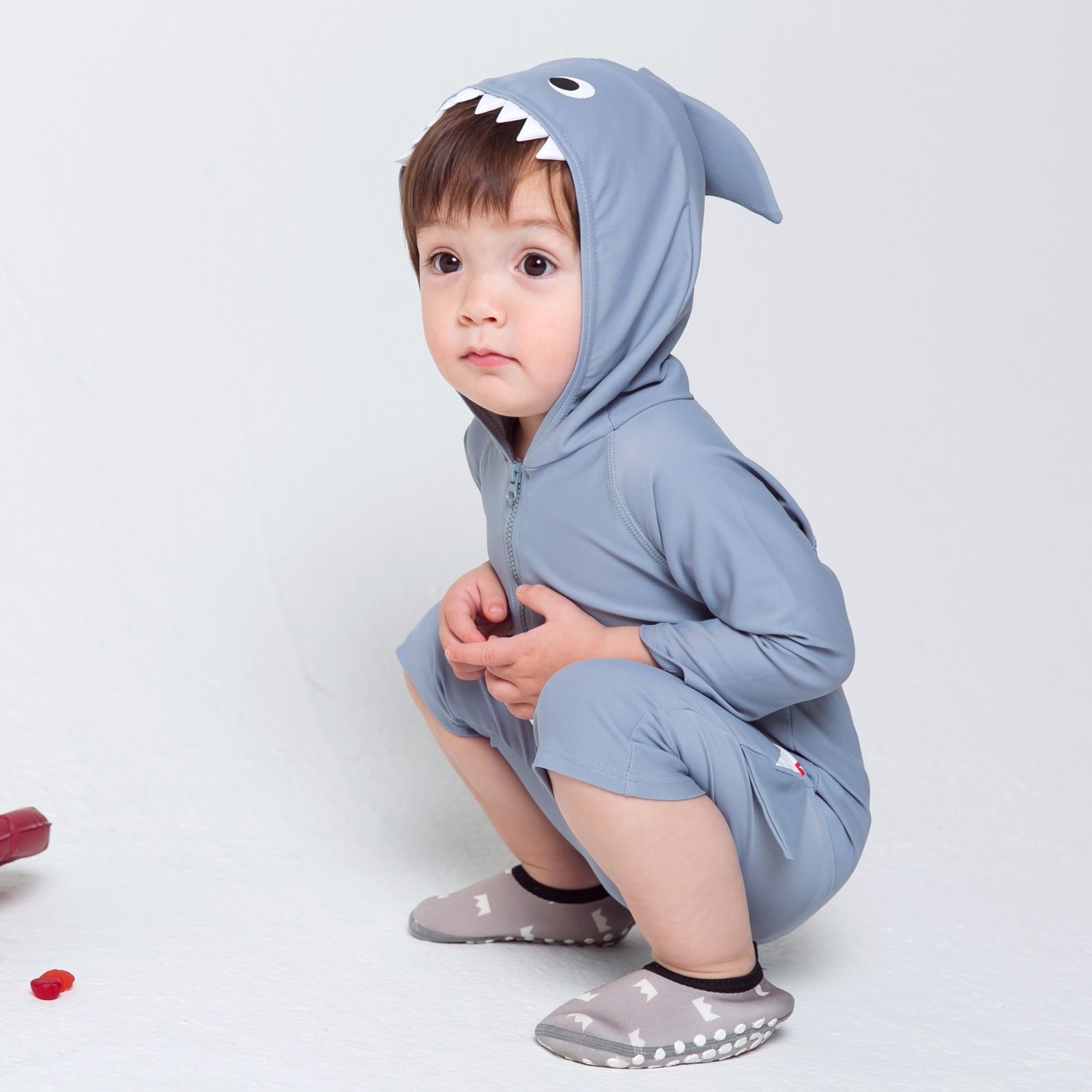 Real Jaws Hoodie Baby 3/4 Sleeve Swimsuit - Go PJ Party