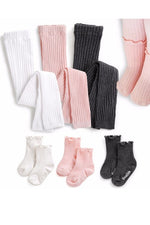 ShaSha Ribbed Leggings Pink/White/Charcoal - Go PJ Party