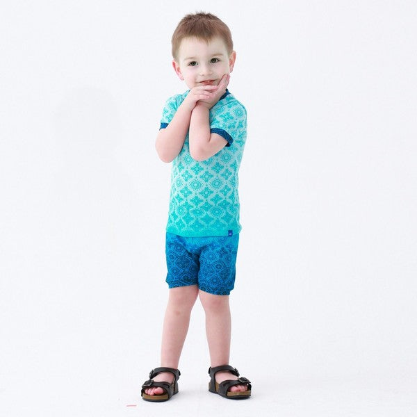 Bohemian Blue Short Sleeve Pajamas - Go PJ Party