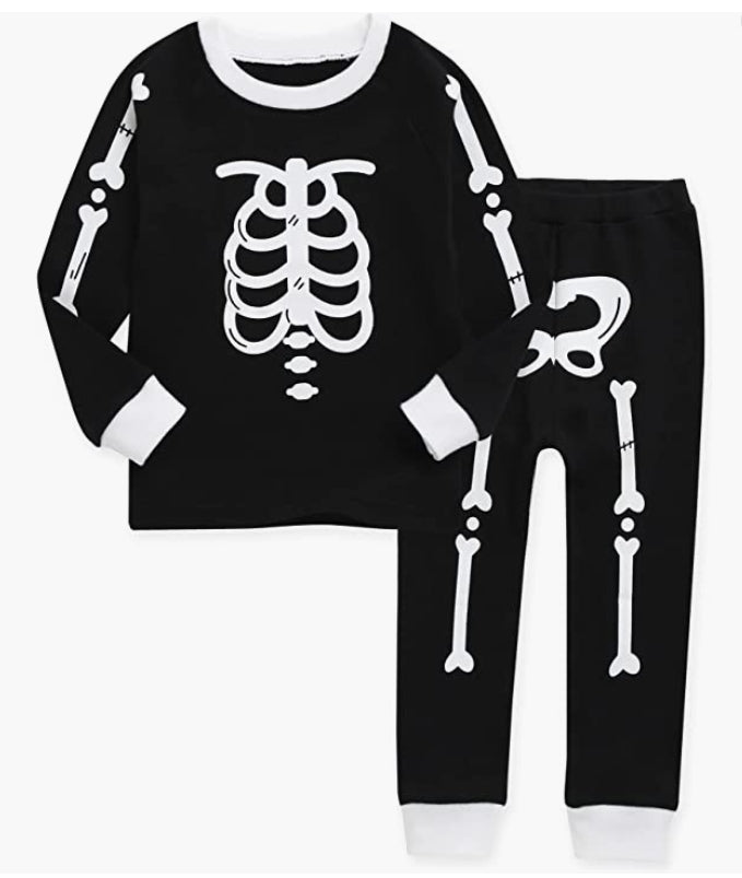 Halloween Skeleton White Long Sleeve Pajama