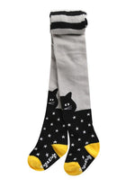 Black Polka Dot Cat Chloe Girls Tights - Go PJ Party